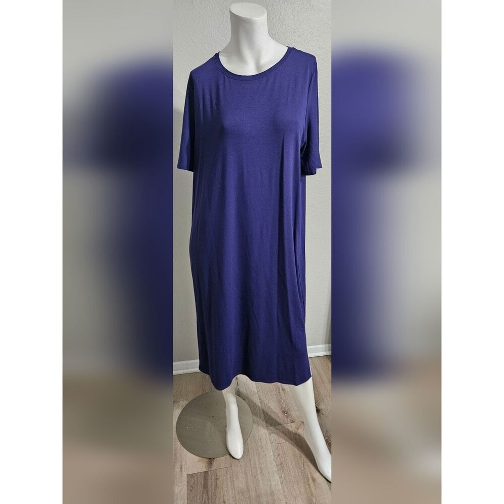 Eileen Fisher Jersey Dress Purple Short Sleeve T-Shirt size M